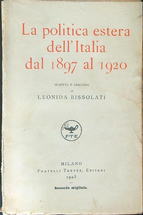 La  politica estera dell'Italia dal 1897 al 1920 - Leonida Bissolati - copertina
