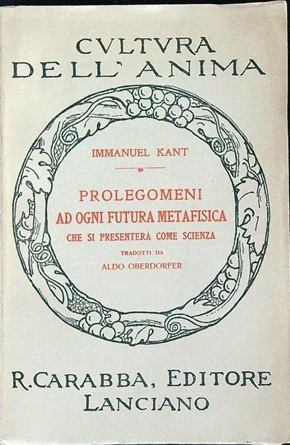Prolegomeni ad ogni futura metafisica  - Immanuel Kant - copertina