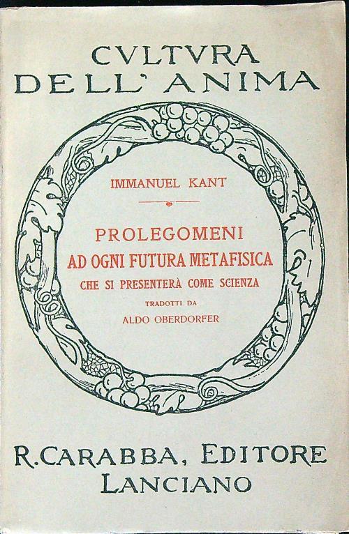 Prolegomeni ad ogni futura metafisica  - Immanuel Kant - copertina