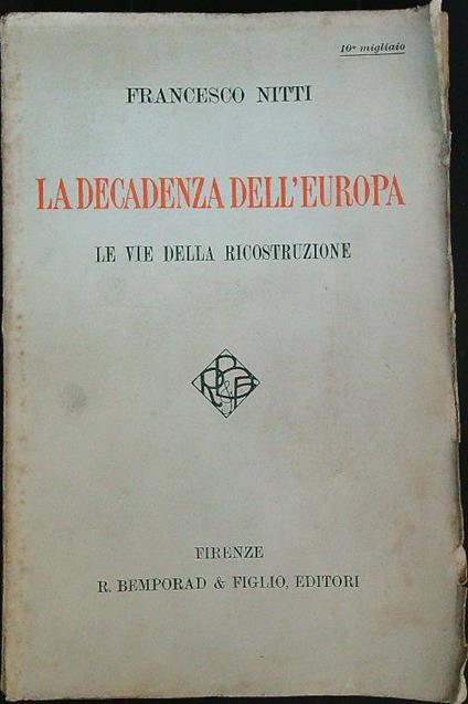 La decadenza dell'Europa - Francesco Nitti - copertina