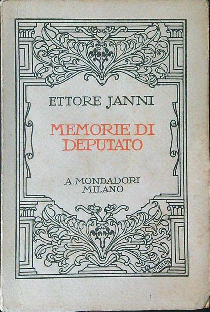 Memorie di deputato - Ettore Janni - copertina