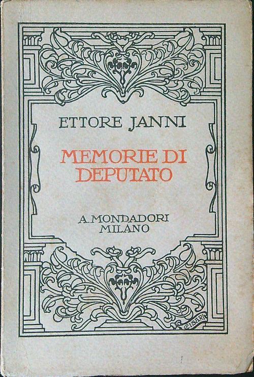 Memorie di deputato - Ettore Janni - copertina