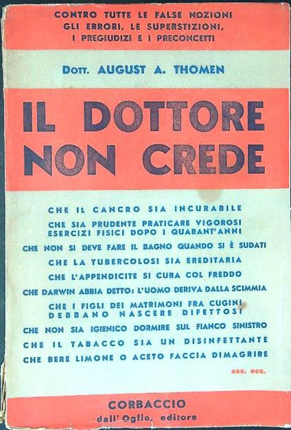 Il  dottore non crede - August A. Thomes - copertina