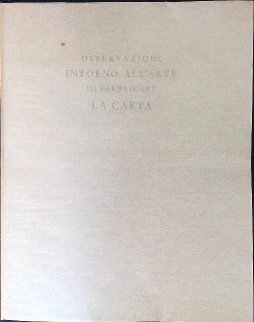 Osservazioni intorno all'arte di fabbricare la carta - copertina