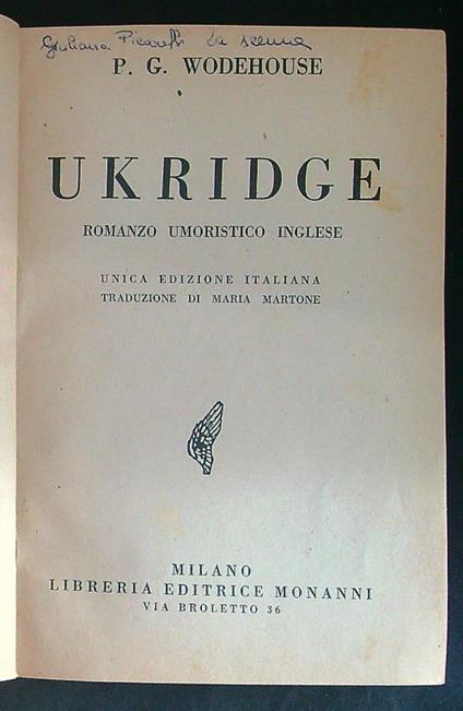 Ukridge - P. G. Wodehouse - copertina