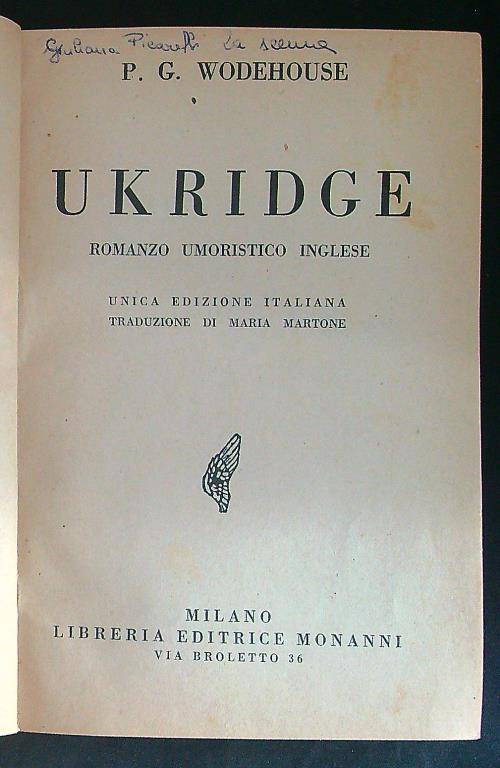 Ukridge - P. G. Wodehouse - copertina