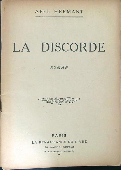 La  discorde - Abel Hermant - copertina