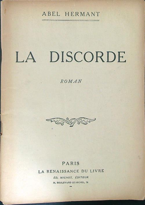 La  discorde - Abel Hermant - copertina