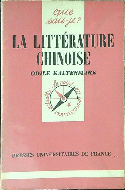 La  litterature Chinoise - Odile Kaltenmark - copertina