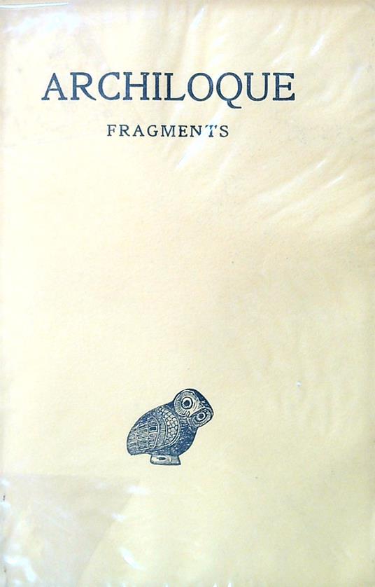 Fragments - Archiloque - copertina