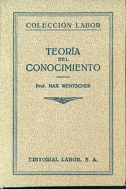 Teoría del conocimiento  - Max Wentscher - copertina