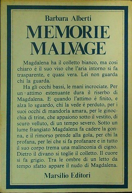 Memorie malvage - Barbara Alberti - copertina