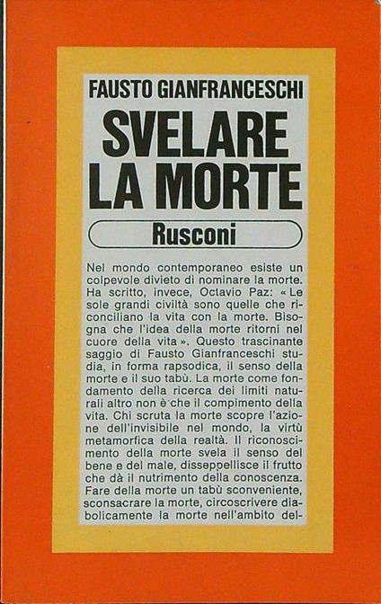 Svelare la morte - Fausto Gianfranceschi - copertina