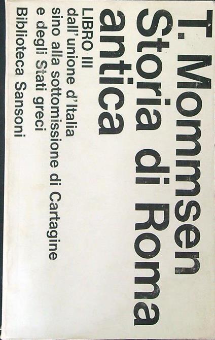 Storia di Roma antica Libro III - T. Mommsen - copertina