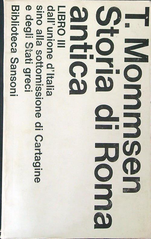 Storia di Roma antica Libro III - T. Mommsen - copertina
