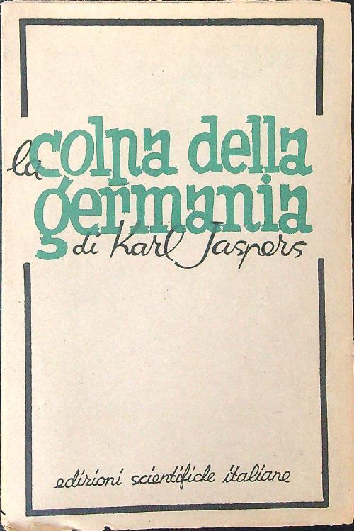 La  colpa della Germania - Karl Jaspers - copertina