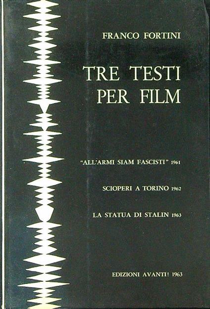Tre testi per film - Franco Fortini - copertina