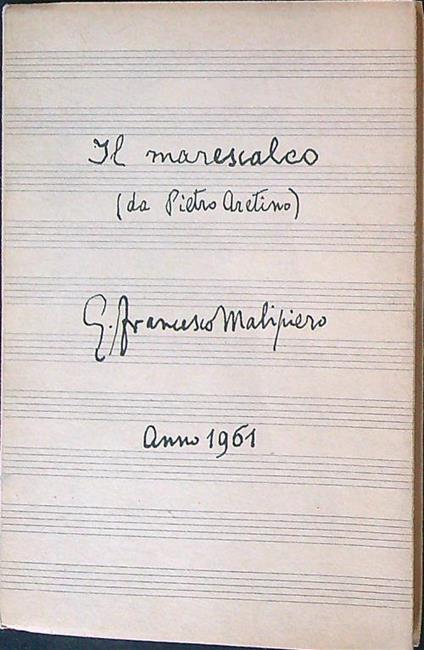 Il  marescalco - G. Francesco Malipiero - copertina