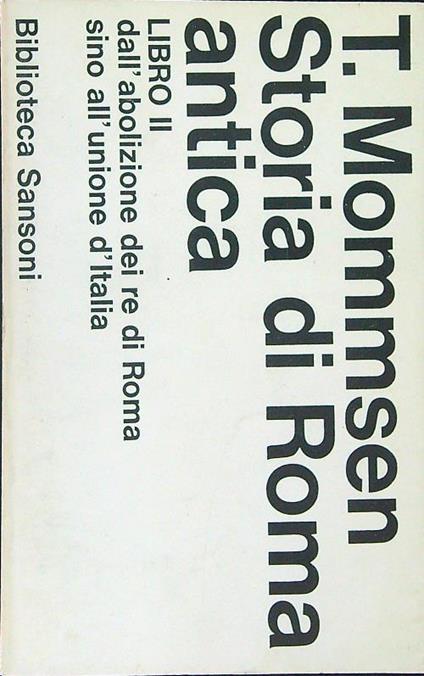 Storia di Roma antica Libro II - T. Mommsen - copertina