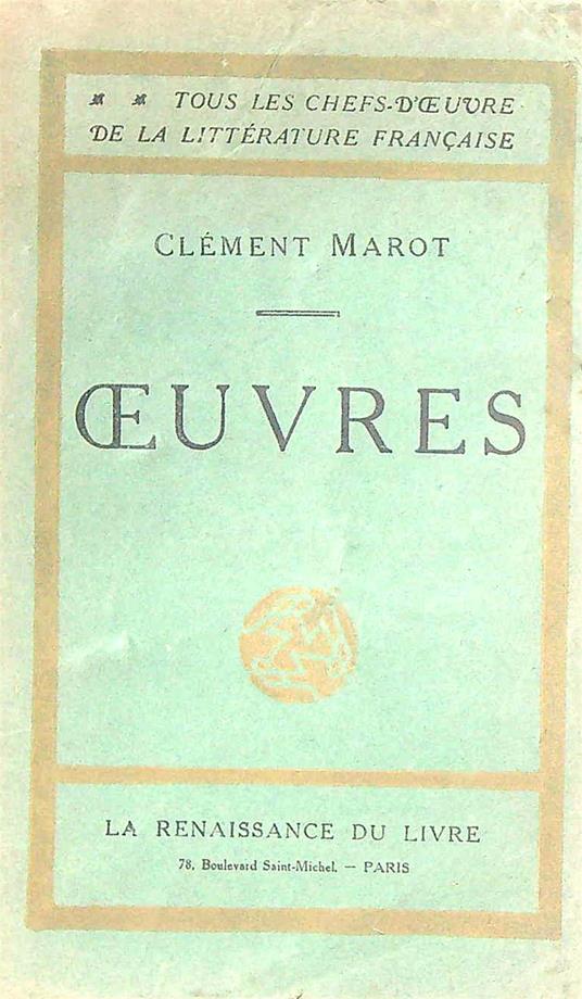 Oeuvres - Clement Marot - copertina