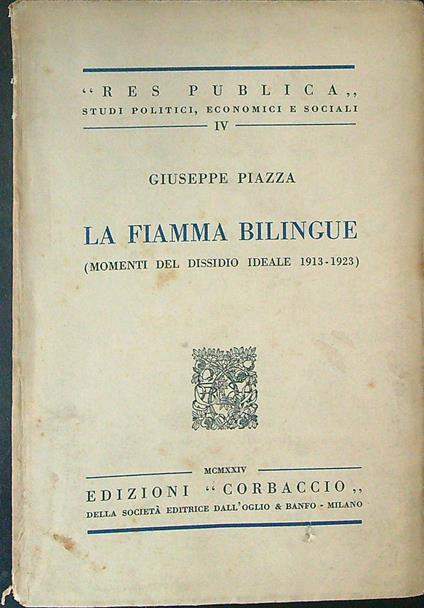 La fiamma bilingue - Giuseppe Piazza - copertina