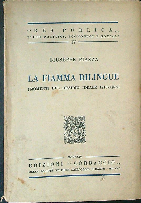 La fiamma bilingue - Giuseppe Piazza - copertina