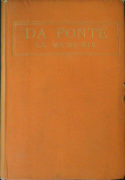 Le memorie - Lorenzo Da Ponte - copertina