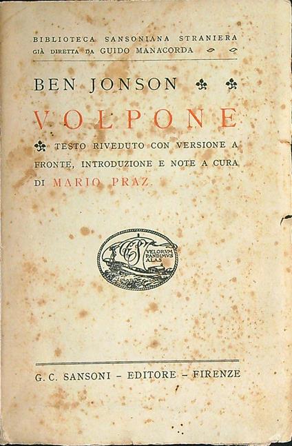 Volpone - Ben Jonson - copertina