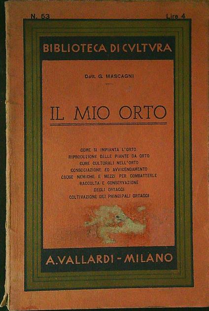 Il mio orto - G. Mascagni - copertina