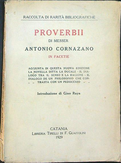 Proverbi di messer Cornazano in facetie - copertina