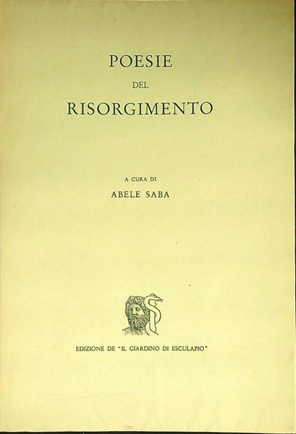 Poesie del Risorgimento - Abele Saba - copertina