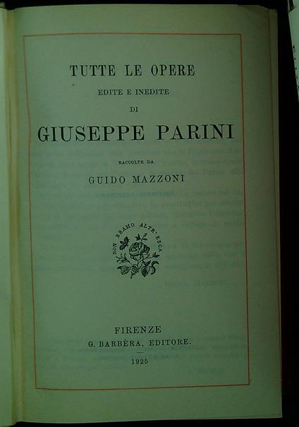 Tutte le opere edite e inedite - Giuseppe Parini - copertina