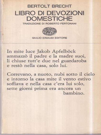 Libro di devozioni domestiche - Bertold Brecht - copertina