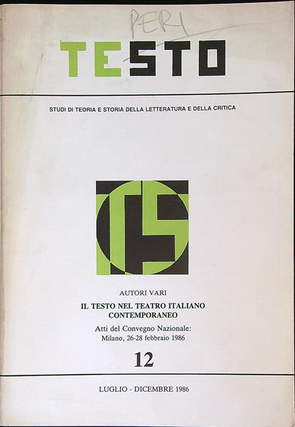 Testo 12/1986 - copertina