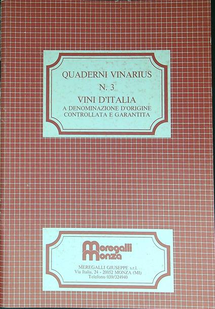 Quaderni Vinarius n. 3 - copertina