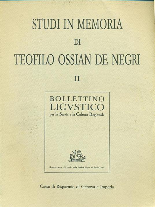 Studi in memoria di Teofilo Ossian De Negri II - copertina