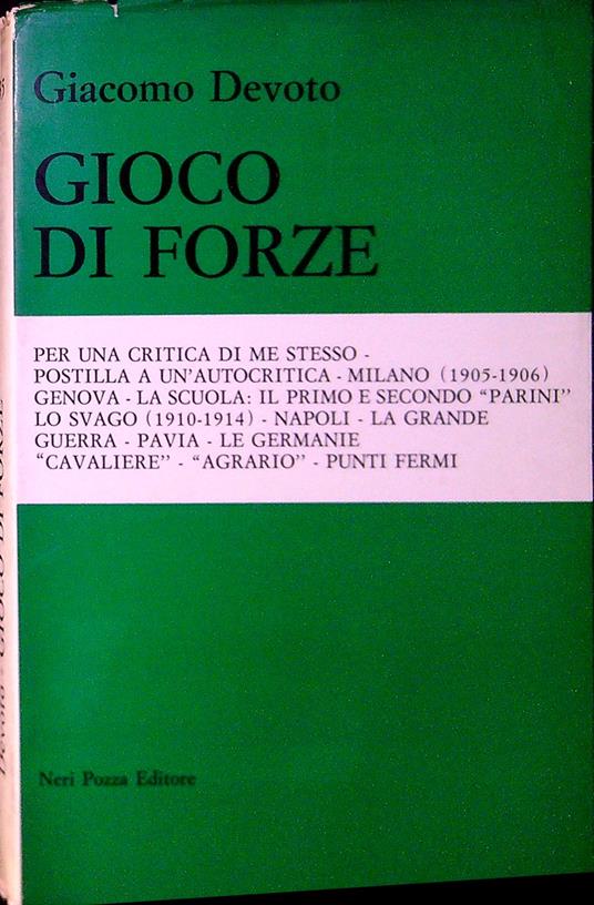 Gioco di forze - Giacomo Devoto - copertina