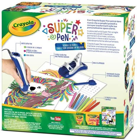 CRAYOLA Super Pen Koala, per sciogliere i Pastelli a Cera e Creare Disegni in Rilievo, Colore Argento/Blu, 25 0391 - 2