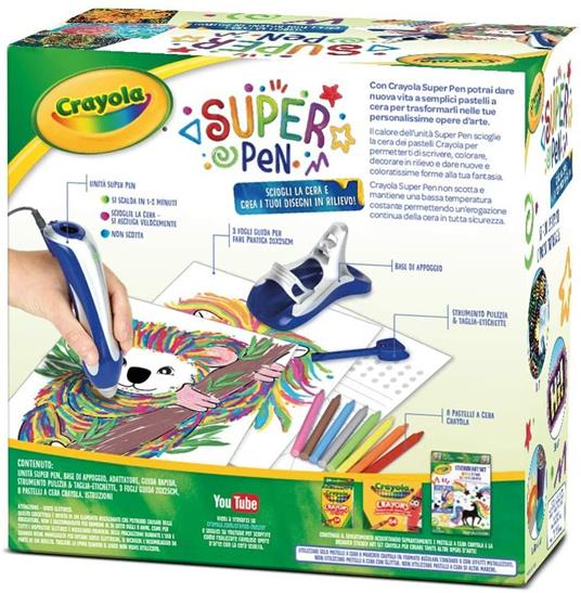 CRAYOLA Super Pen Koala, per sciogliere i Pastelli a Cera e Creare Disegni in Rilievo, Colore Argento/Blu, 25 0391 - 2