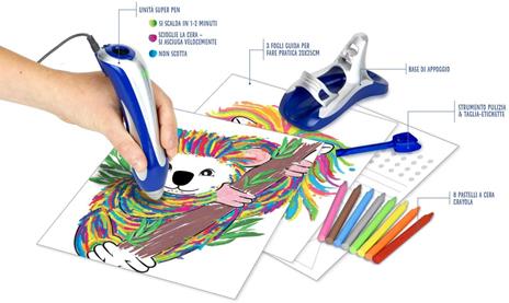 CRAYOLA Super Pen Koala, per sciogliere i Pastelli a Cera e Creare Disegni in Rilievo, Colore Argento/Blu, 25 0391 - 4