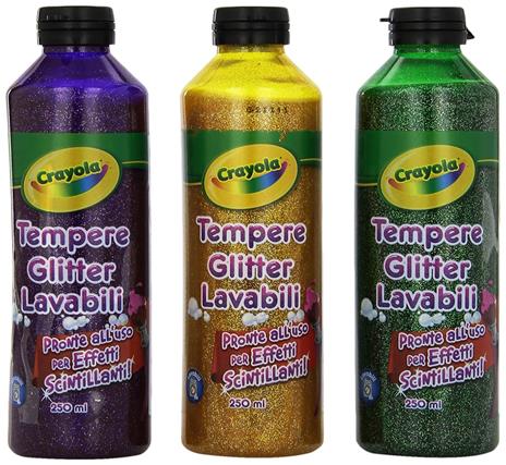Crayola - Tempere Glitter Lavabili Assortite 3 X 250 Ml - 3