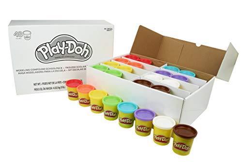 Play-Doh - Confezione Scuola, Set da 48 vasetti di pasta da modellare atossica in 8 colori
