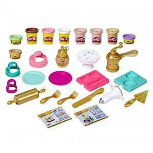 Giocattolo Play-Doh - Pasticcini Dorati, playset con 9 vasetti di pasta da modellare incluso il color oro Hasbro