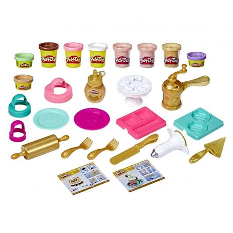 Play-Doh - Pasticcini Dorati, playset con 9 vasetti di pasta da modellare incluso il color oro