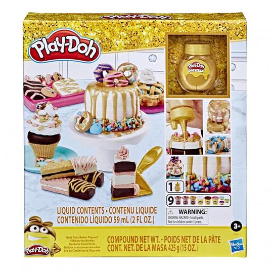 Play-Doh - Pasticcini Dorati, playset con 9 vasetti di pasta da modellare incluso il color oro - 3