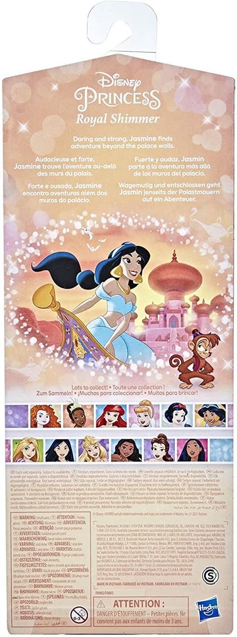 Hasbro Disney Princess Royal Shimmer - bambola di Jasmine, fashion doll con gonna e accessori - 5