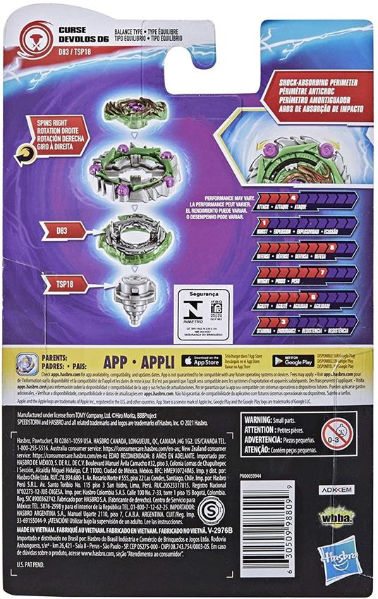 Beyblade Burst Surge Speedstorm Maledizione Devolos D6 Spinning Top Starter Pack - Balance Type Battling Top con Lanciatore, Giocattolo per Bambini - 3