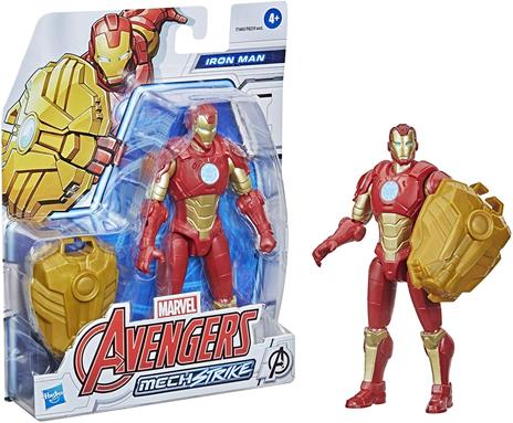 Hasbro Avengers Mech Strike - Iron Man, action figure da 15 cm e accessorio da battaglia - 3
