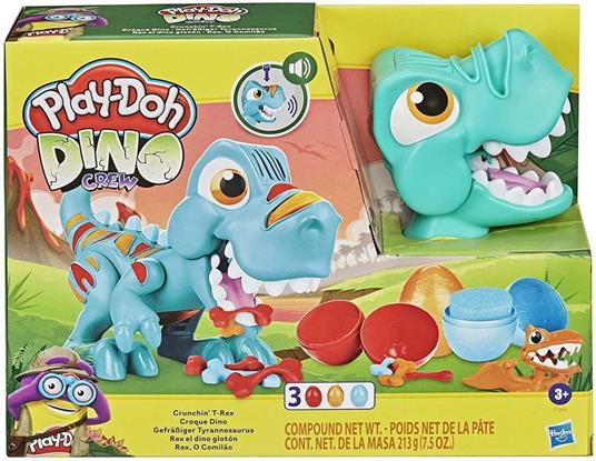 Play-Doh Dino Crew - Il T-Rex Mangione, dinosauro giocattolo con suoni da dinosauro e 3 uova Play-Doh