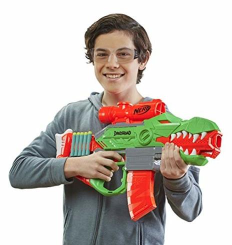 Nerf DinoSquad - Rex-Rampage blaster motorizzato con caricatore da 10 dardi, supporto per 10 dardi e design a forma di T-Rex - 6